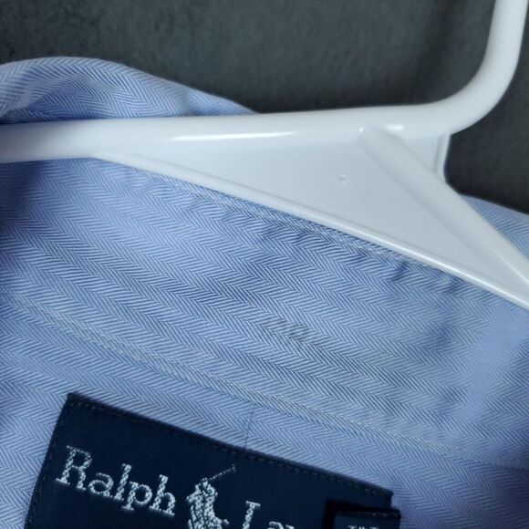 Ralph Lauren Shirt Mens 16.5 34/35 Blue Classic Fit Long Sleeve Button Down Logo - Picture 9 of 15